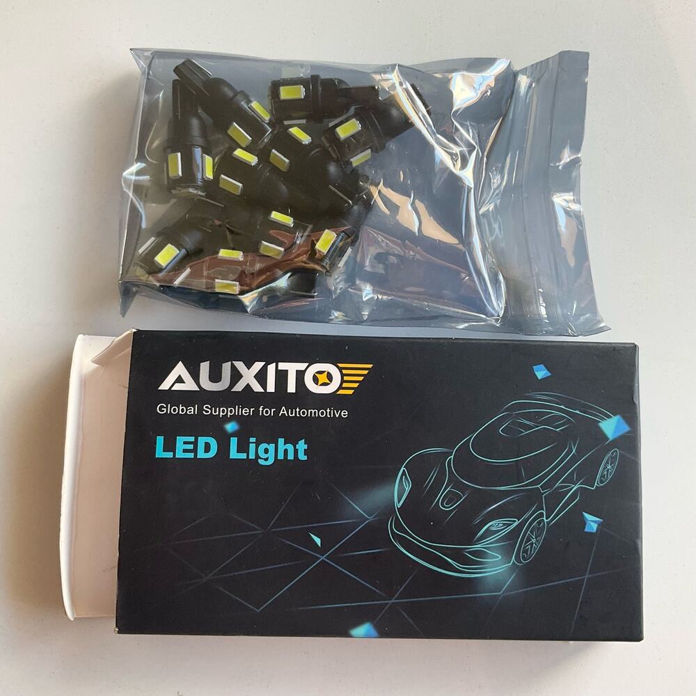 AUXITO 194 LED Light Bulb 6000K White 168 2825 W5W T10 Wedge 24-SMD 3014 Chipset